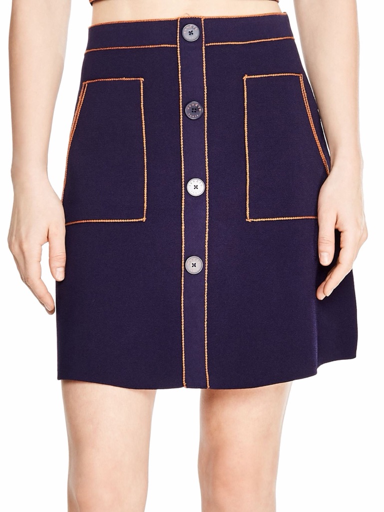 Sandro Knit Skirt With Contrast Stitching